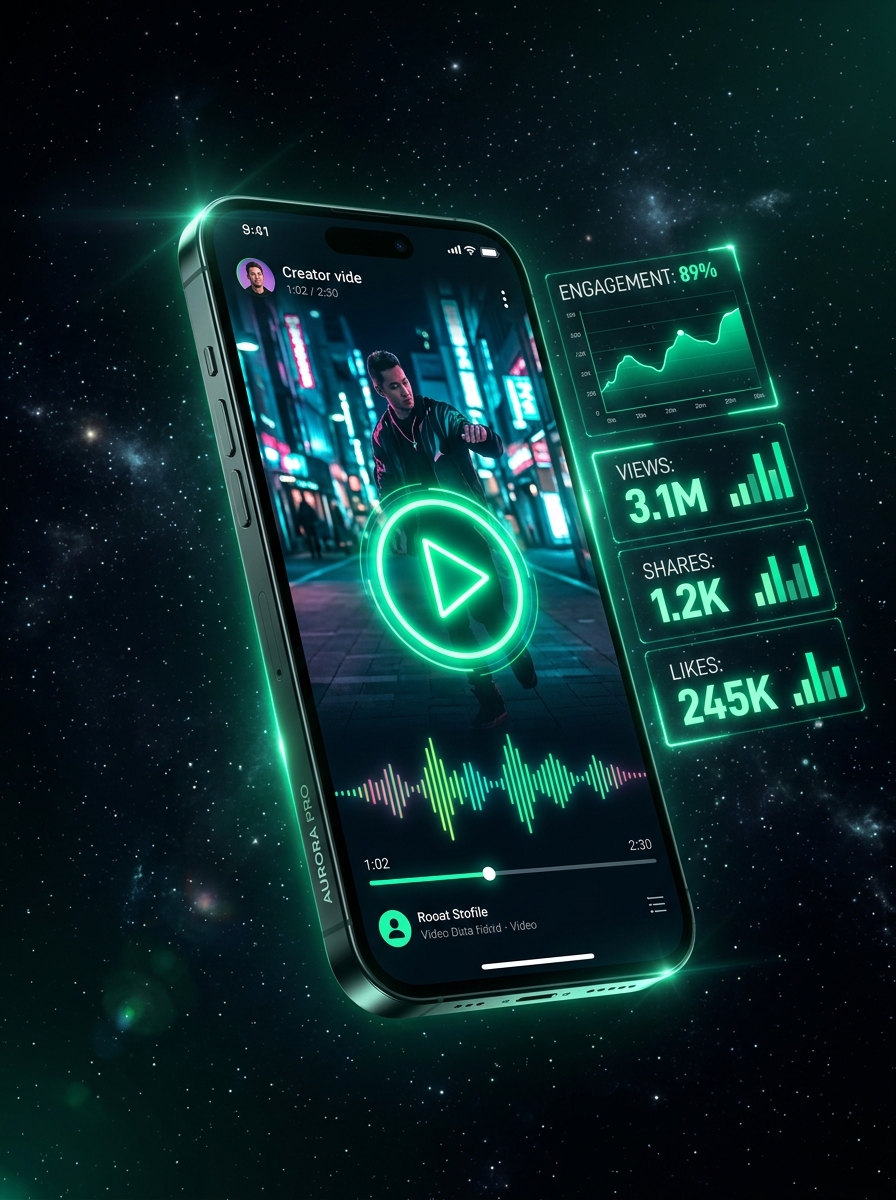 Viral short form video production and smartphone analytics